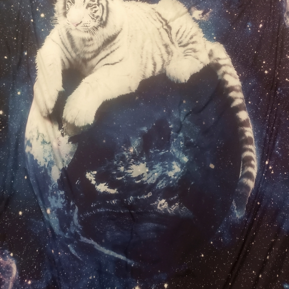 White Tiger/Over World Globe Duvet Civer W/Duvet Insert